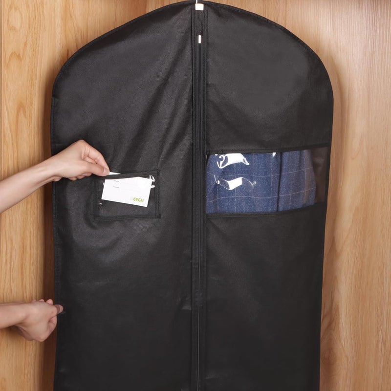 KEEGH 40" Suit Cover Bags for Men (Set of 10) Garment Bags for Hanging Clothes, Suit Bags for Closet Storage or Travel, Clothes Cover for Suits Coats with Clear Window and Label Pocket, Black - Image 5
